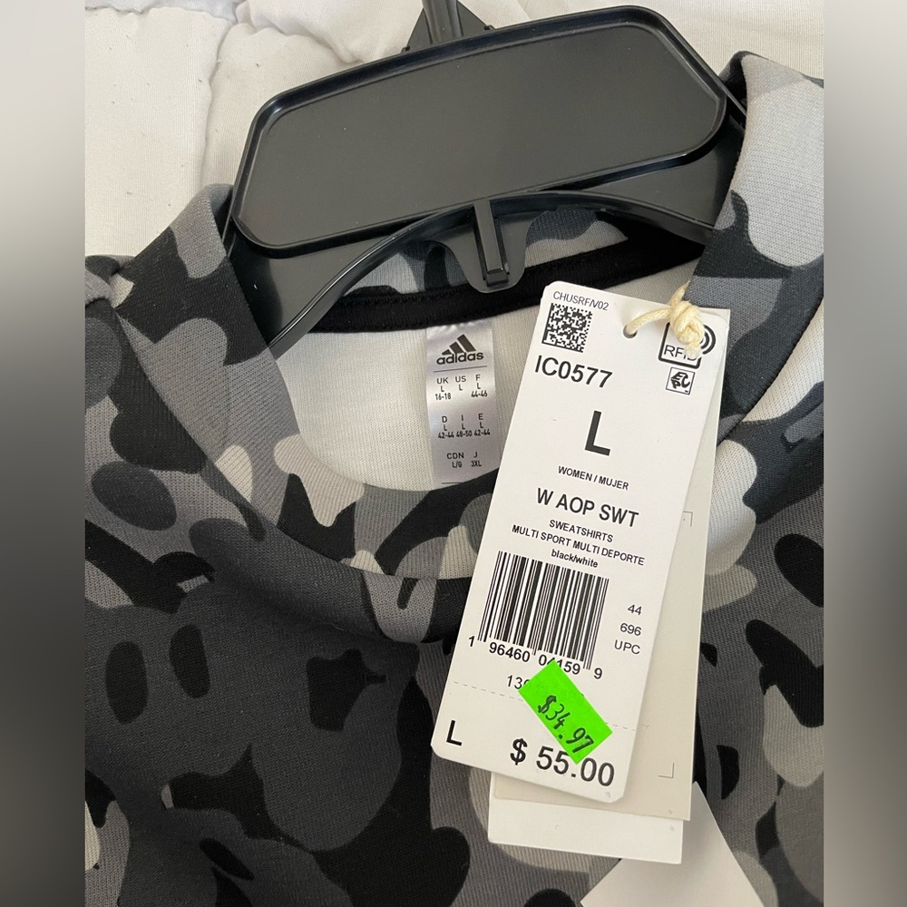 Adidas Black and Grey Camo Sweatshirt. Size Large - Picture 5 of 8